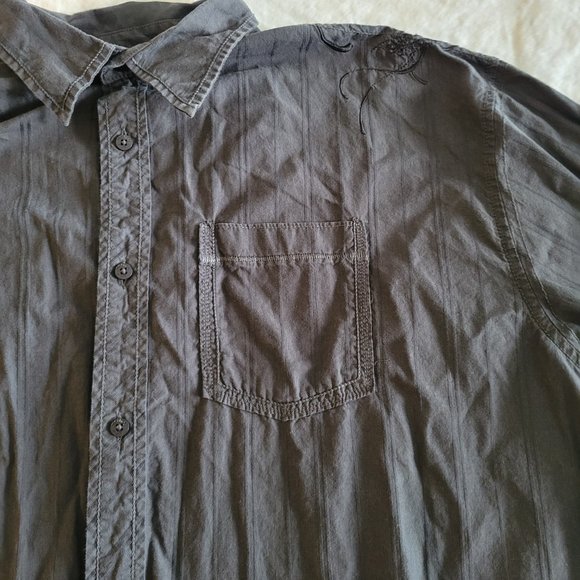 Method Men's Button Down Long Sleeve Shirt Size XL Gray Black Embroidered - Picture 3 of 9